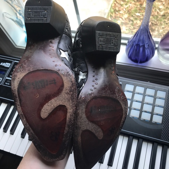 Corral Boots Black and Silver Star Leather Cowgirl Boots | Size 6 1/2 M - Picture 7 of 7